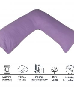 Cotton Flannelett V Pillow with V Pillowcase Cover Complete Set Soft Snug Hypo Allergenic Pillowcase Cover Lilac Colour